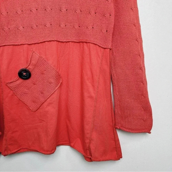 Pure Handknit Womens Size Small Mock Neck Coral  Knit Long Sleeve Tunic Sweater - Picture 7 of 15